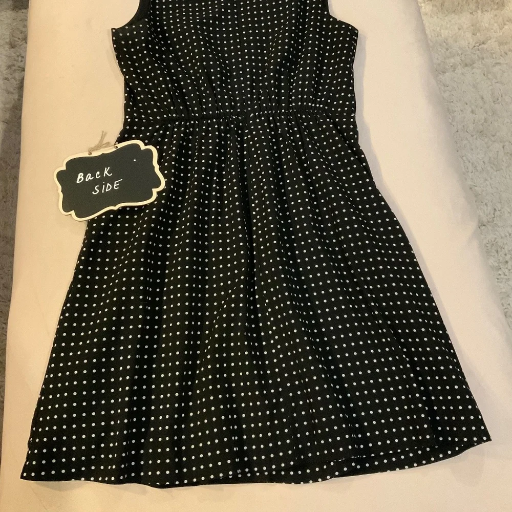 J Crew Black White 6 Sleeveless Polka Dot MIDI Dress Timeless Classic Wedding